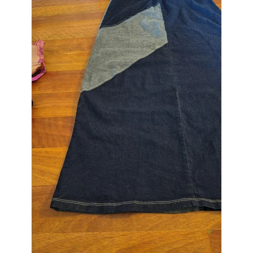 Rave Stretch Denim Patchwork Maxi Skirt XL - Picture 5 of 13